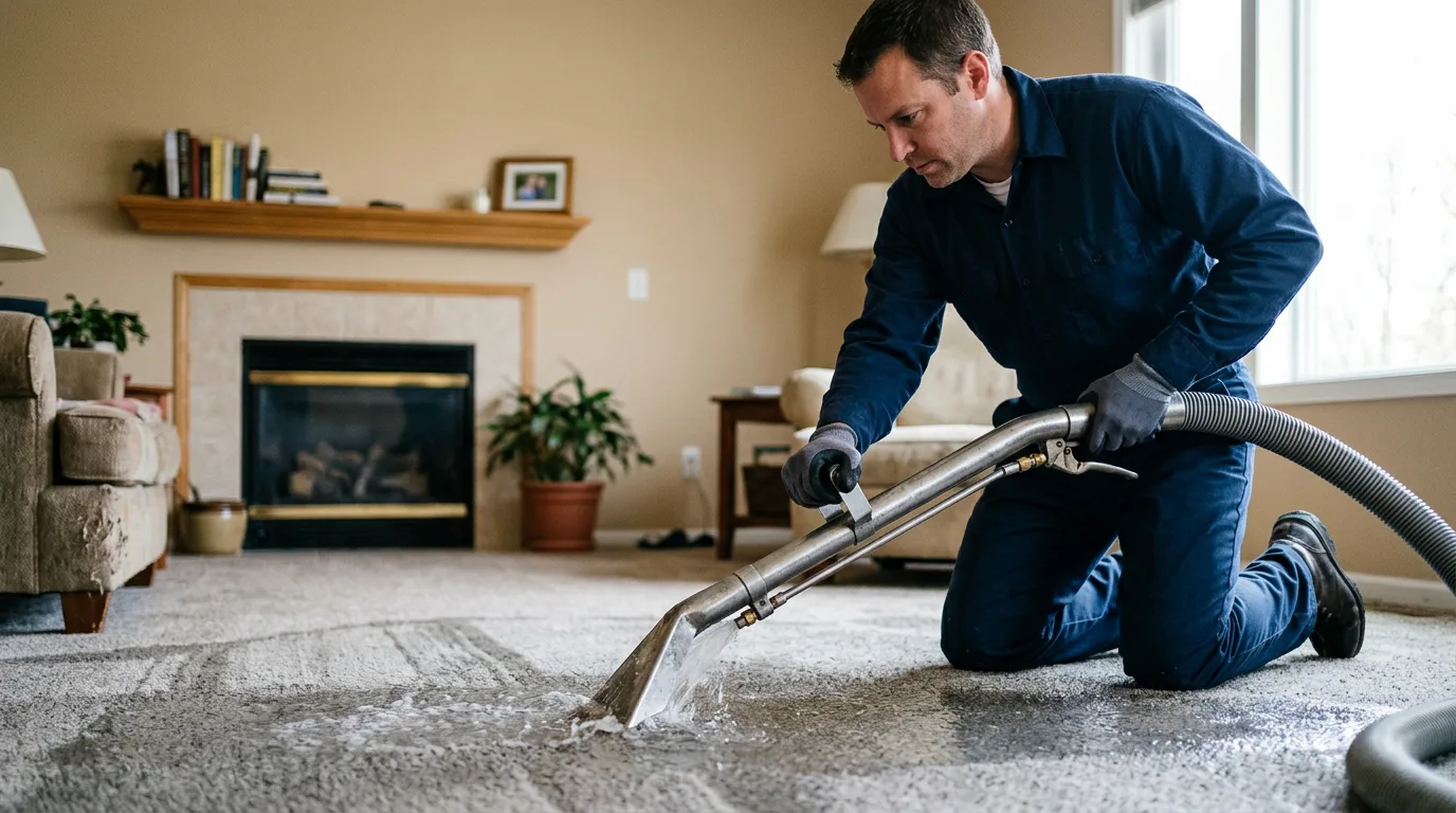 Water damage restoration technician working near Ashwaubenon, WI